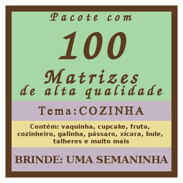 Pacote Cozinha Cz1a 100 Matrizes De Bordado Frutas Semaninha